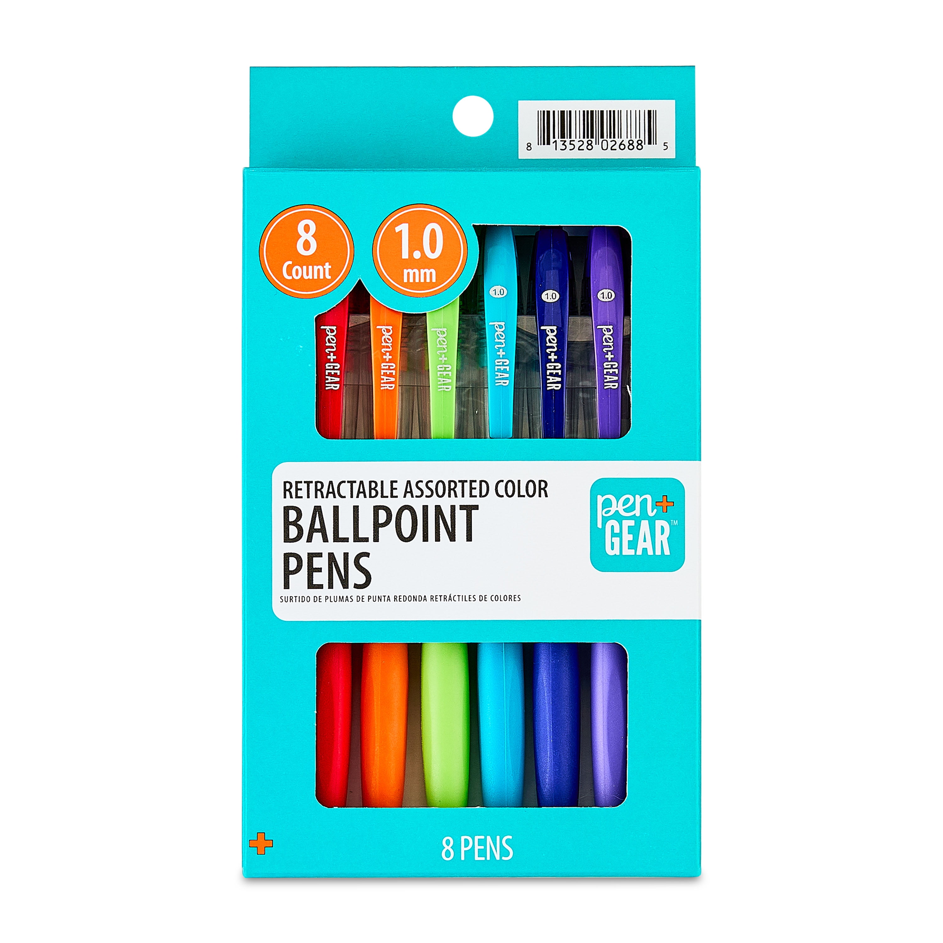 Pen+Gear Retractable Ballpoint Pens mm, Assorted Colors, - Main Image
