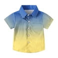 thumbnail image 3 of Bovxnpu Kids Summer Tops, Toddler Boys' Button Down Shirt, Toddler Kids Boys Girl Fashion Cute Gradient Print Short Sleeves Casual School Uniform Top Shirt 6 Years, 3 of 8