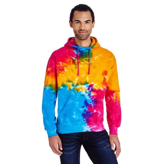 Adult Tie-Dyed Pullover Hooded Sweatshirt - MULTI RAINBOW - M