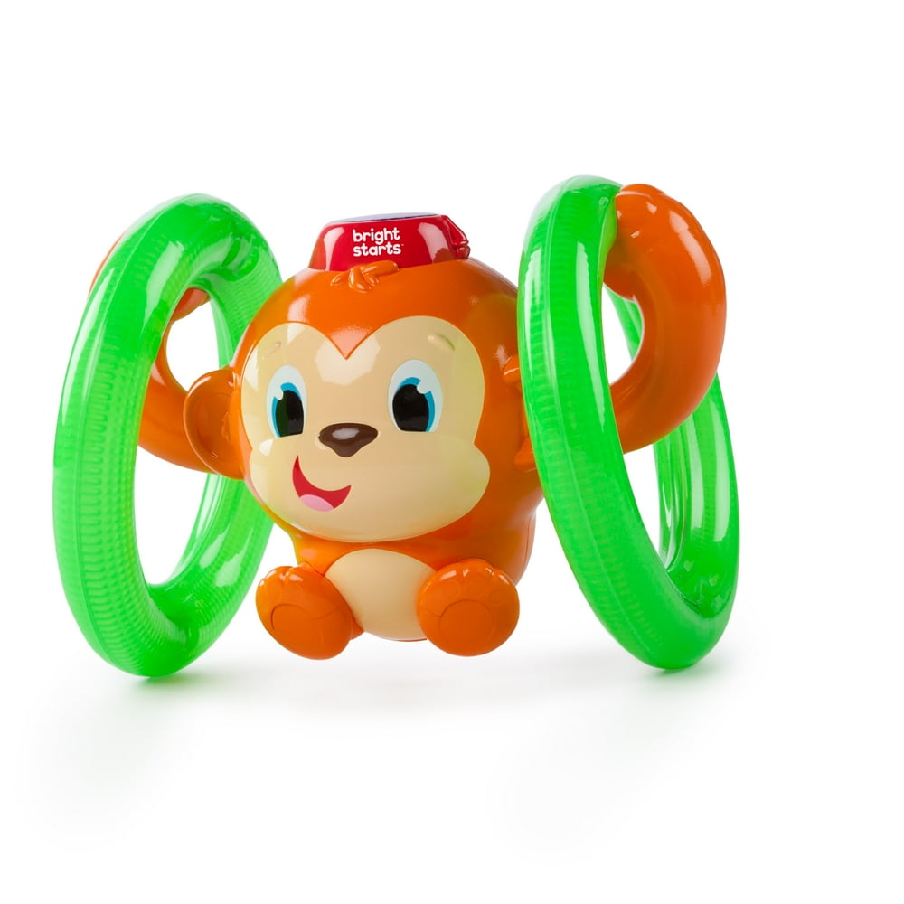 Bright Starts Roll & Glow Monkey Toy with Lights and Melodies, Ages 6