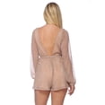 thumbnail image 2 of Fashion Rose Gold Metallic Long Sleeves Deep-V Romper, 2 of 7