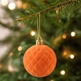 thumbnail image 5 of Fwttom 24pcs Flocked Christmas Ball Ornaments Set Shatterproof Hanging Merry Christmas Tree Decorations for Holiday Xmas Decor, Orange, 5 of 8