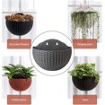 thumbnail image 3 of Wall Hanging Flowers Planter, Imitation Rattan Wall-Mounted Semicircular Flower Pot, No-Drill Hanging Flower Basket, Hydroponic Flower Pot, for Indoor Outdoor Balcony Fence 1Pack, 3 of 9
