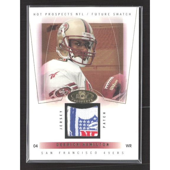 2004 Fleer Hot Prospects Future Swatch Derrick Hamilton San Francisco 49ers Jersey Patch #98 San Francisco 49ers NFL Football Trading Card
