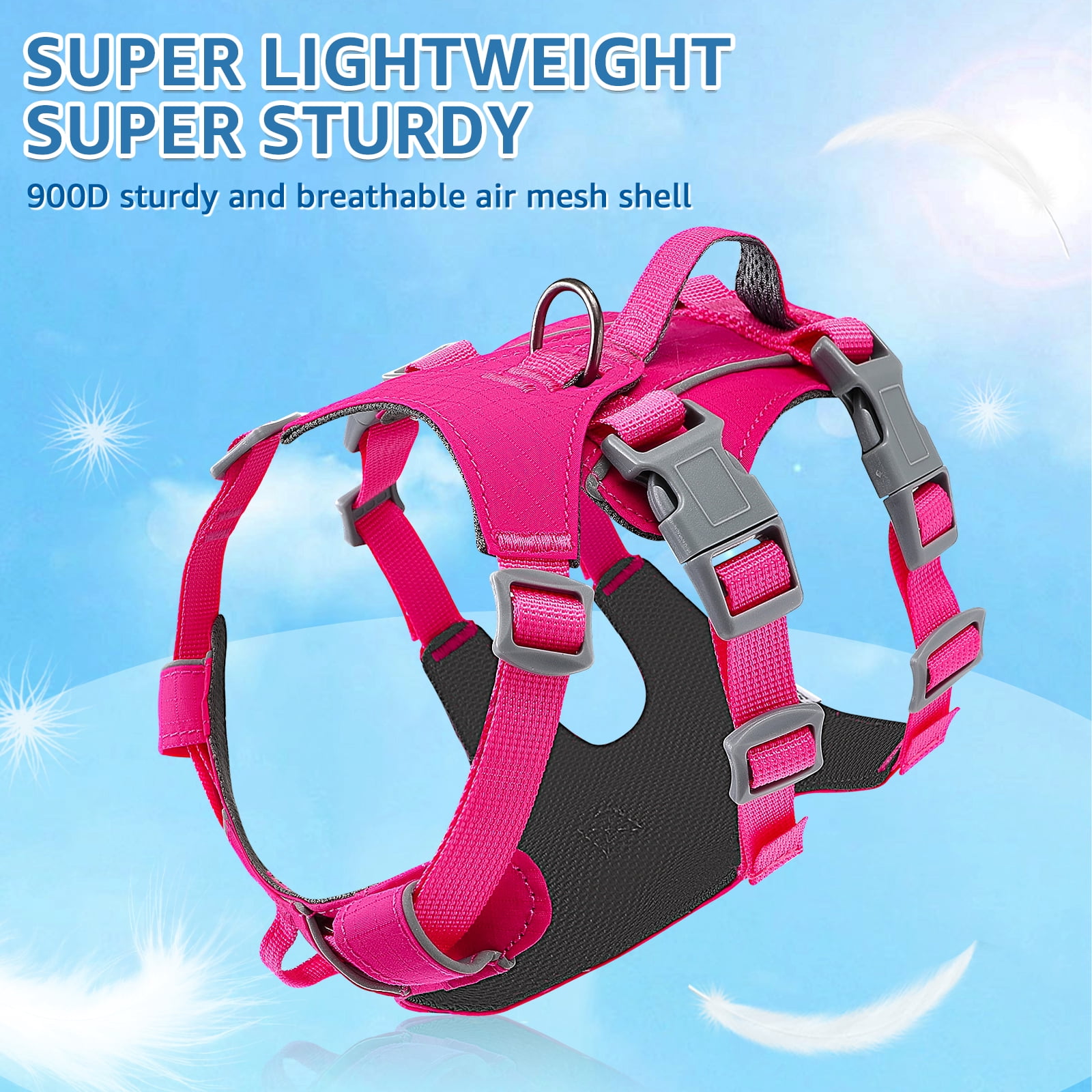 AUTOWT No Pull Dog Harness - Lightweight, Escape Proof with Padded Handle, Adjustable Reflective Vest for All Sizes