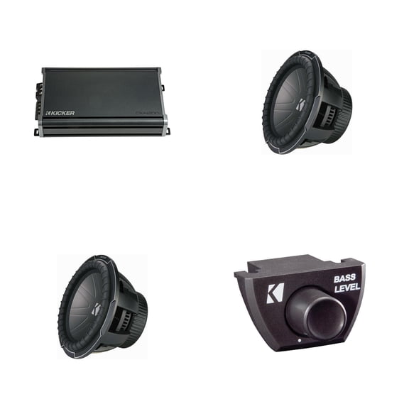 Kicker Q-Class (2) 12" CompQ Subwoofers and CXA1200.1 Amplifier w/ Bass Knob Bundle