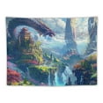 thumbnail image 5 of Creowell  Fantasy Dragon Tapestry Suspended Castle Fairy Tale Forest Magical World Wall Hanging Flannel Home Aesthetics Wall Blankets Kids Room Dorm Decor 40x30inch, 5 of 6