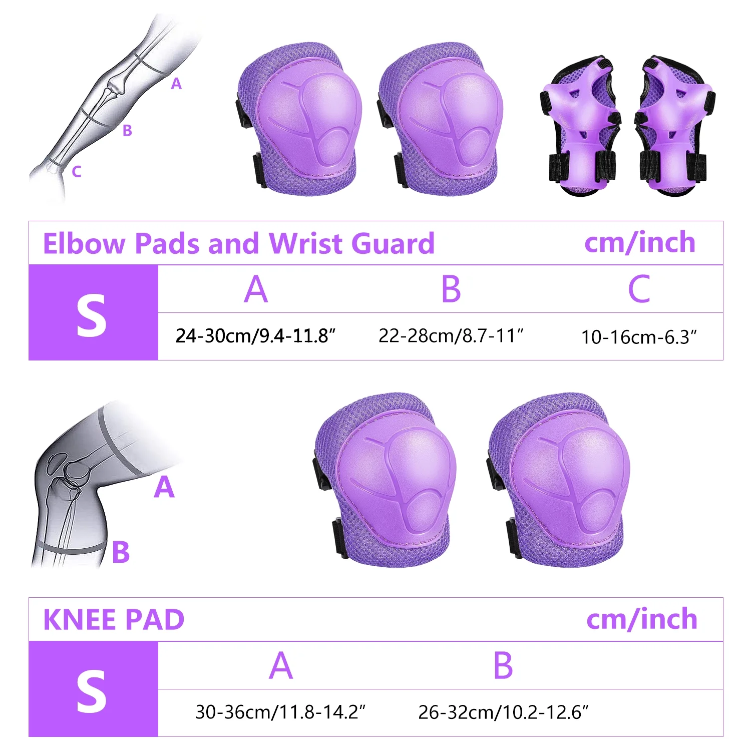 Rirool 6-Piece Kids Protective Gear Set, Purple, Ages 3-10 photo 2
