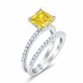 thumbnail image 3 of Two Piece Asscher Cut Bridal Set Ring Yellow CZ 925 Sterling Silver Size 11, 3 of 4