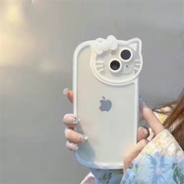 Sanrio-funda transparente de Hello Kitty para iPhone, carcasa a prueba de golpes con dibujos animados para modelos 14, 13, 11, 12 Pro Max, X, XS, XR, 7, 8 Plus, Y2K Fivean unisex