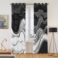 thumbnail image 2 of Black Grey Ombre Kitchen Curtains 96 Inch Length, Abstract Modern Geometric Moire Art Grommet Top Bedroom Living Room Curtains, Light Filtering Cafe Curtain Drapes 2 Panels Set 104''x96'', 2 of 9