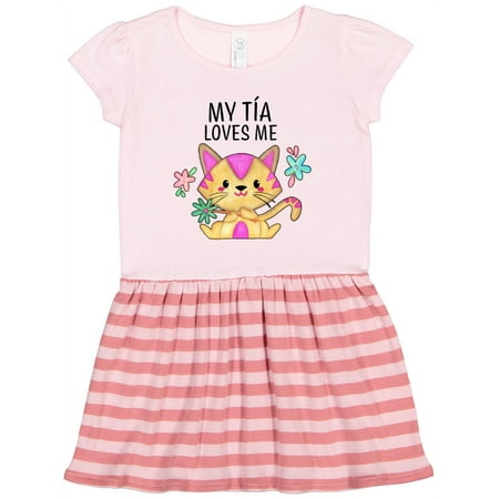 

Inktastic My Tía Loves Me with Cute Kitten and Flowers Gift Toddler Girl Dress
