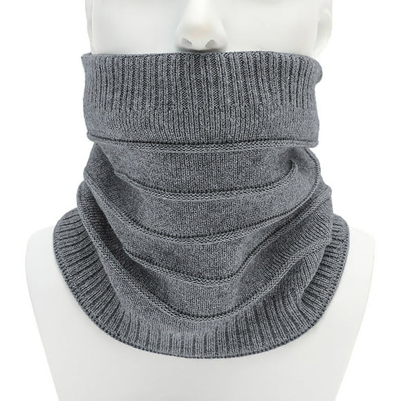 Winter Warm Plus Fluff Line Stripe Bib Cover Solid Color Collar Thick Knit Bib