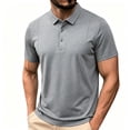 thumbnail image 2 of Dolkfu Short Sleeve Men'S Polos&nbsp;Shirts&nbsp;Short Sleeve Button Gray Retro Vintage Collared Polos Plaid Modern Minimalist Tops Gray,S, 2 of 6