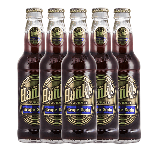 Hank's Genuine Gourmet Grape Soda, 12 fl oz Bottles – Premium Craft Soda with Tart, Juicy Flavor. -  Crisp and Refreshing, Pack of 5