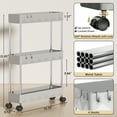 thumbnail image 4 of Cshidworld Storage Cart 3 Tier Slim Cart, Rolling Utility Cart Storage Organizer Slide Out Cart, Mobile Shelving Unit Organizer Trolley for Office Bathroom Kitchen Laundry Narrow Places, Gray, 4 of 7