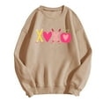 thumbnail image 6 of Sweatshirt for Women Valentine's Day Theme Casual Long Sleeve Crewneck Tops Pullover Athletic Hoodless Comfortable Womens Sweatshirt Khaki L, 6 of 6
