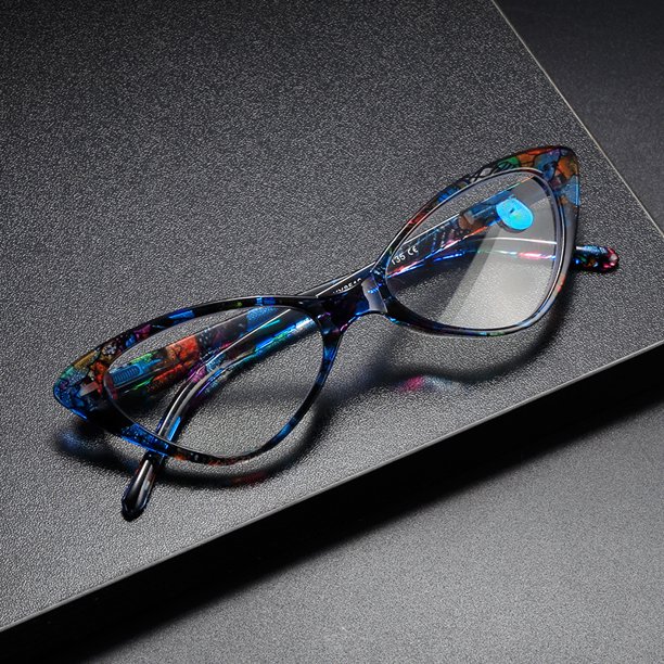 Gafas de lectura con marco de espejo claro y tendencia de moda con estampado anti-azul para mujer