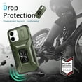 thumbnail image 2 of Allytechgroup iPhone 17 Case, Sliding Camera Lens Cover Military Grade Protection Stand Bracket Bumper Rugged TPU PC Phone Case for Apple iPhone 17 6.3", Darkgreen, 2 of 8