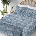 thumbnail image 3 of Ambesonne Floral Fitted & Flat Sheet with Shams 4 Pcs Set, Surreal Style Daisy Pattern, Full, Black Off White Blue, 3 of 5