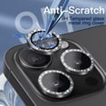 thumbnail image 5 of JETech Camera Lens Protector for iPhone 15 Pro 6.1-Inch and iPhone 15 Pro Max 6.7-Inch, Bling Glitter Individual 9H Tempered Glass Metal Ring Cover, HD Clear, 3-Pack (Black Titanium), 5 of 6