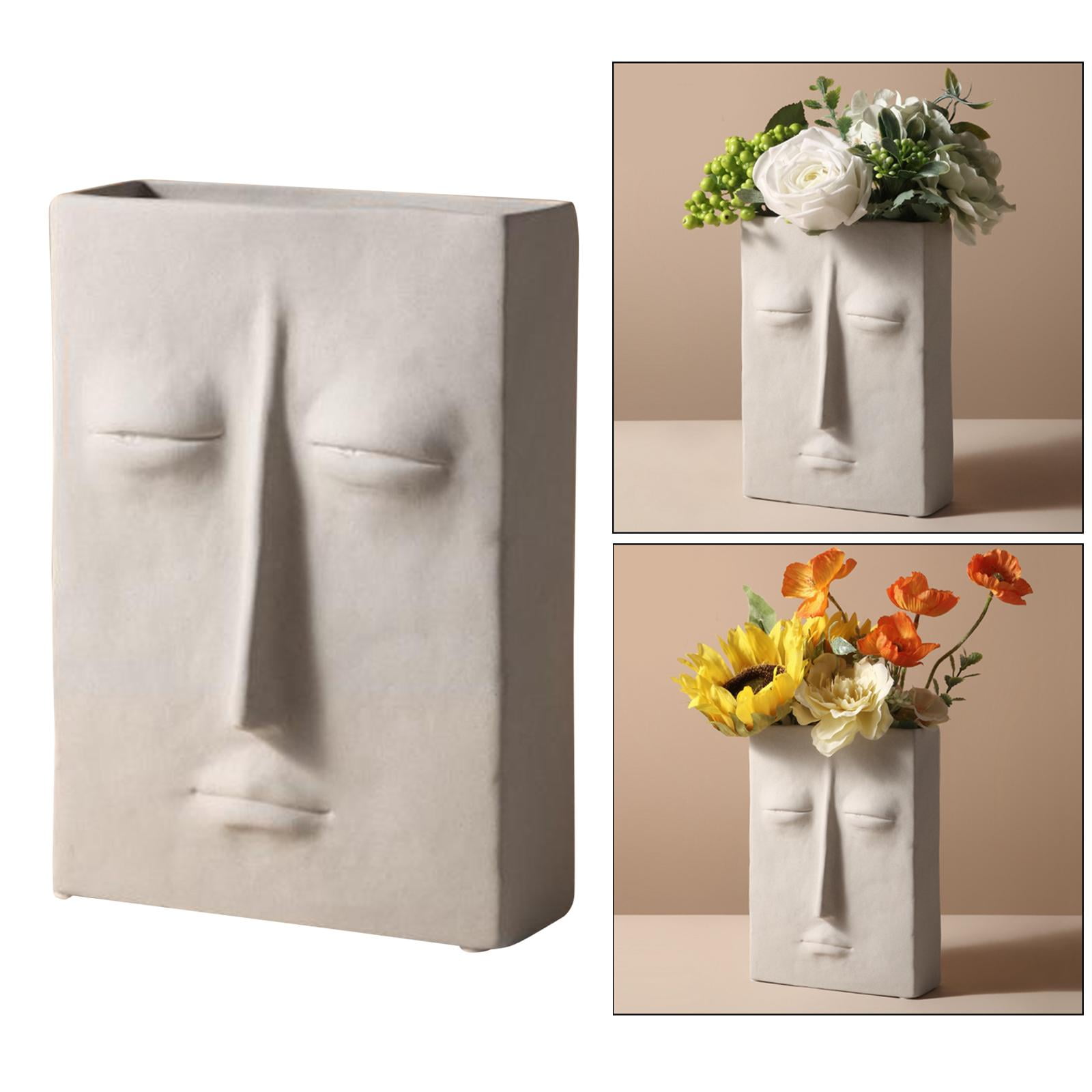 Ceramic Vase Modern Abstract Human Face Dried Flowers Vase for Friends Family, 