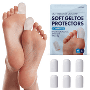 Dr. Frederick's Original Soft Gel Toe Protectors for Men & Women - 6 Pieces - Toe Caps for Foot Pain Relief - Toe Sleeves for Ingrown Toenails, Corns, Calluses, Blisters - Large - White