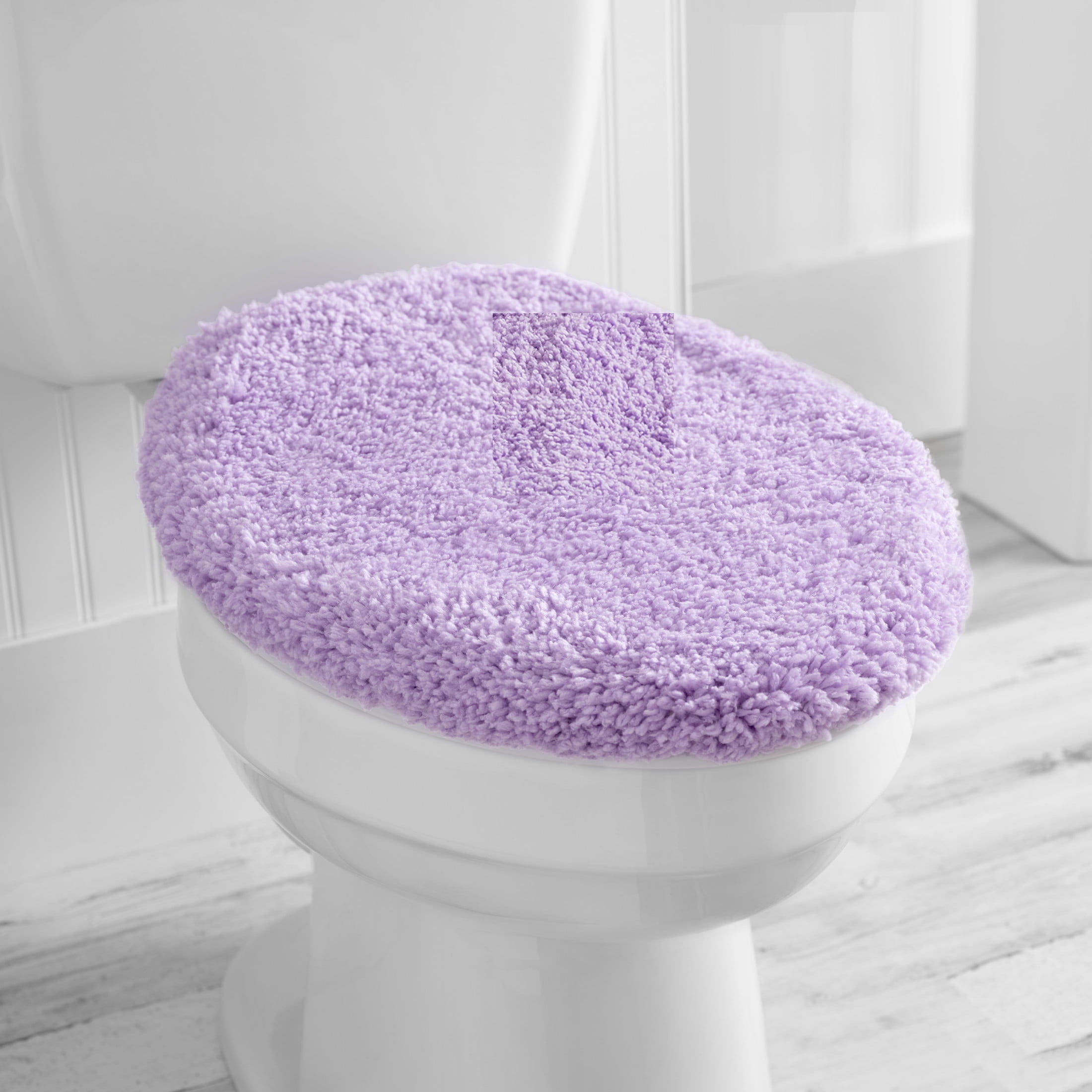 Mainstays Basic Polyester Toilet Lid Cover, Lavender, 19" x 22"