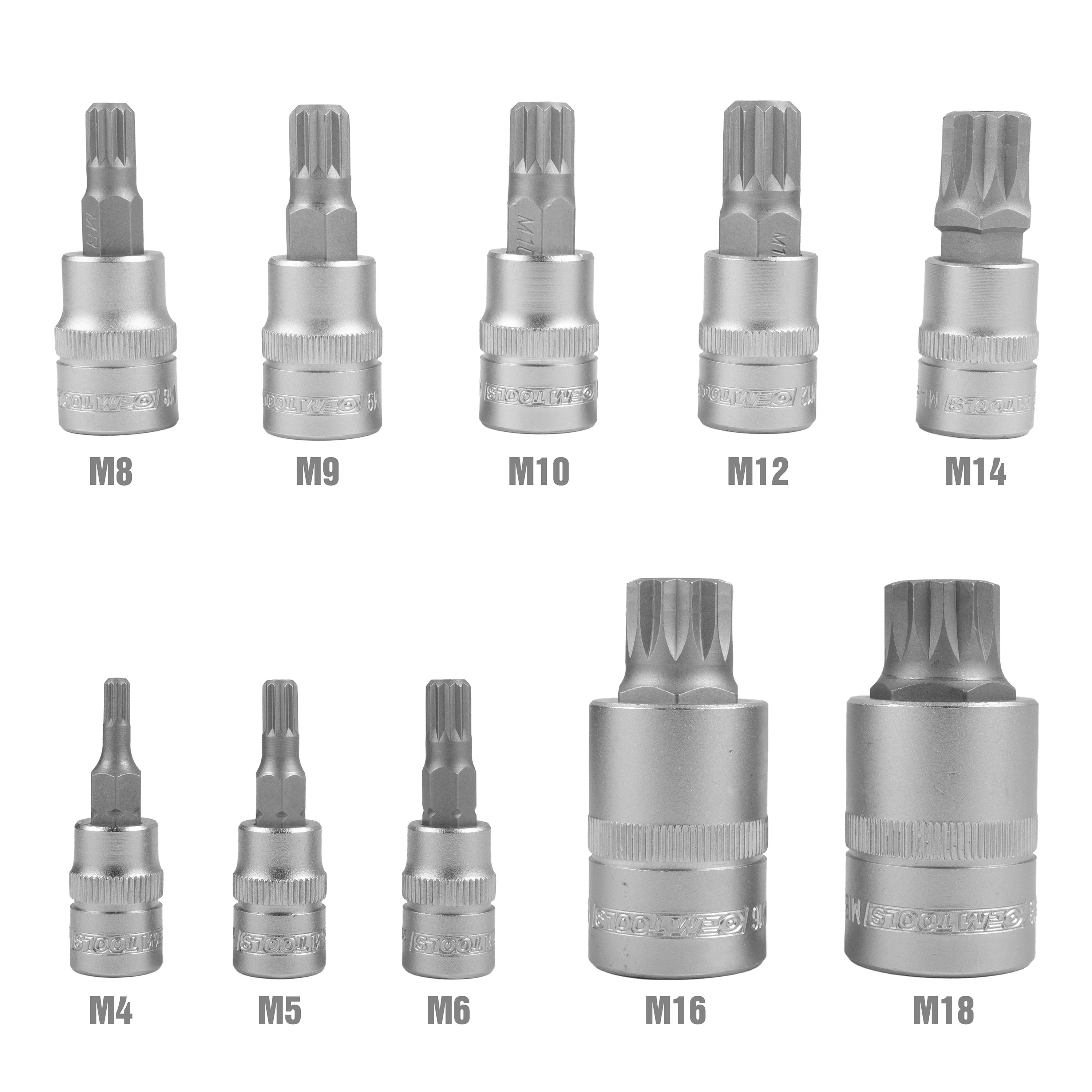OEMTools Long Triple Square Bit Socket, 10 Piece Set