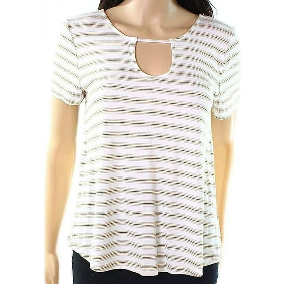 Pink Rose Womens Striped Keyhole Knit Top