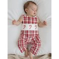 thumbnail image 6 of Miaouyo 0-18 Months Infant Baby Boy Christmas Romper Loose Fit Embroidered Plaid Crew Neck Sleeveless Jumpsuit, 6 of 9