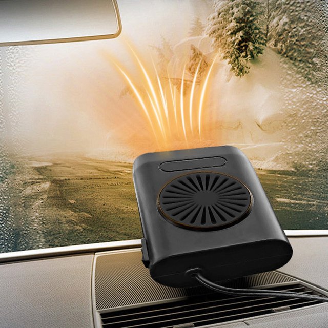 COM1950s 12V Car Heater and Defroster,Portable Car Fan with Heating and Cooling Dual Function,360 Degree Adjustable Windshield Defroster for Vehicles,Plug Into Cigarette Lighter,Low Noise,150W