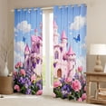 thumbnail image 2 of Homewish Pink Purple Flower Curtains Pack of 2 (42x84 Each),Fairy Tale Castle Curtains Blackout,Chic Butterfly Bedroom Curtains For Girls Teens,Microfiber Bedroom Decor, 2 of 6