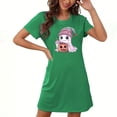 thumbnail image 2 of Sakmal Cute Moomoo Nightgowns Women Halloween Sleepshirt Ghost and Pumpkin Print Green Short Sleeve Nightgowns, 2 of 5