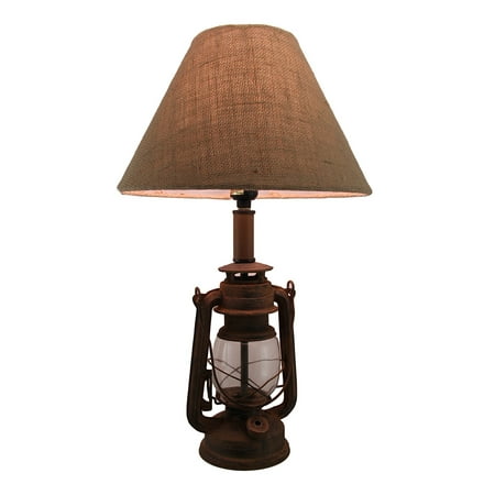burlap lantern shade candle lamp finish inch fabric antique
