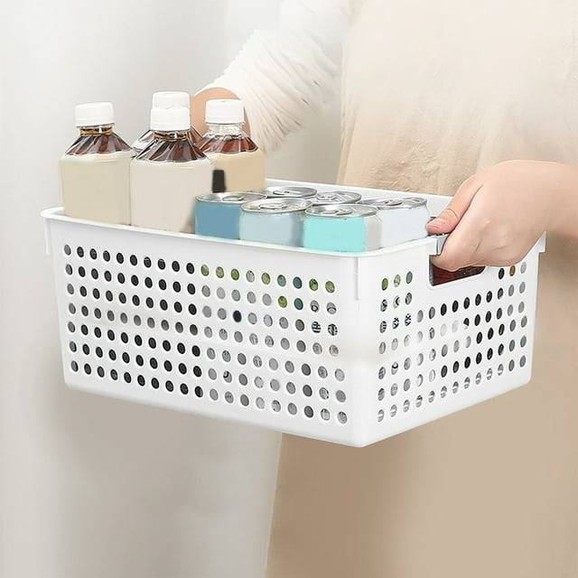 Cesta de Lavandería de Plástico Blanco con Asa - Organizador Multiusos para Ropa, Juguetes y Artículos Deportivos | Diseño Compacto para El Hogar, La Residencia Universitaria y Uso Doméstico