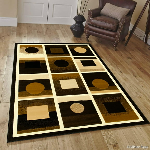 Allstar Black Modern Formal Area Rug (5' 2" x 7' 2")