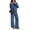 Blue, variant on Domzest Sweatsuits 2 Piece Sets for Women Long Sleeve V Neck Off the Shoulder Sweatshirt & Wide Leg Sweatpants Casual Fall Outfits Khaki XXL