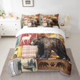 thumbnail image 2 of Feelyou Rustic Farmhouse Bear Bedding Comforter Set 7pcs, Retro Patchwork Buffalo Queen Bedding Sets, Western Lake house Reversible Queen Sheet Sets, Luxury Bedroom Decor, 2 of 8