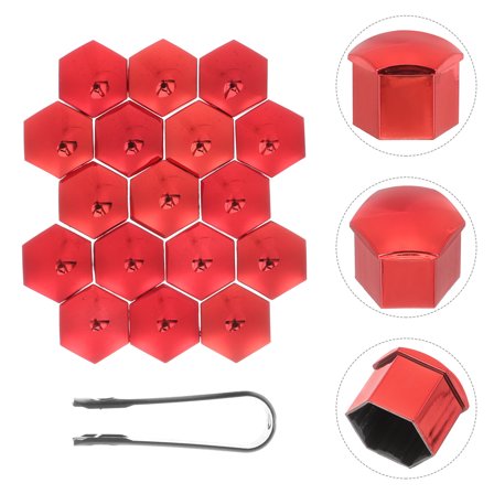 NICEXMAS 20Pcs Red Plastic Lug Nut Cover for Car Wheel Bolt Caps and Dust