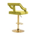 thumbnail image 3 of Kitchen High Bar Chairs with Rivets Detailing Polyester Velvet Bar Stool Chair Set of 1 Height Adjustable Counter Chair with Back Swivel Barstool with Footrest for Counter Kitchen Island(Green), 3 of 8