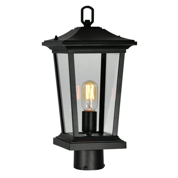 CWI Lighting Tête de Lanterne Extérieure Noire en Bois de Lea