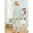 thumbnail image 6 of LYCY Womens Fuzzy Plush Pajama Set, Soft Warm Fleece Pajama for Women Cute Long Embroidered 2 Piece Sleepwears(Cherry-Light Green,Small), 6 of 6