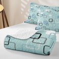 thumbnail image 4 of Castle Fairy Abstract Square Twin Quilt Set 2 Pieces,Minimalism Frame Shape Twin Coverlet Set,Sky Blue Pale Cyan,1 Bedspread and 1 Pillowcase, 4 of 7