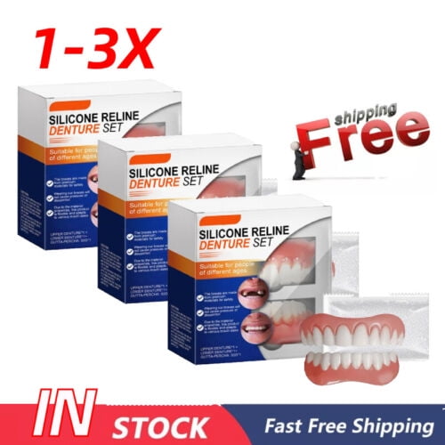 Juego de rebase de silicona para dentaduras postizas, kit para rebase de dentaduras postizas, juego de dentaduras postizas 2025 1-3X= NUEVO Mejor