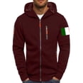 thumbnail image 2 of Txeol Mens Workout Full Zip Hoodie Casual Long Sleeve Athletic Sweatshirts with Multi Pockets Fall Winter Hooded Jackets,Wine,XXXL, 2 of 3