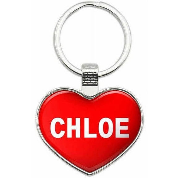 Chloe - I Love Name Metal Heart Keychain Key Chain Ring, Multiple Colors Available