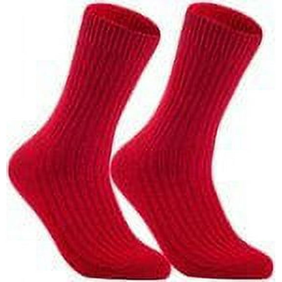 Lovely Annie Women's 2 Pairs Wool Knitted Socks One Size 6-9 (Red)