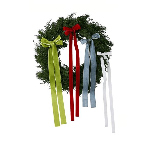 22" Greenery Christmas Wreath with 4 Multicolor Bows, Great Christmas Decoration by FlareFable