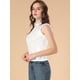 thumbnail image 4 of Blusa sin mangas semitransparente Allegra K con volantes de encaje para mujer blanco XS, 4 of 6